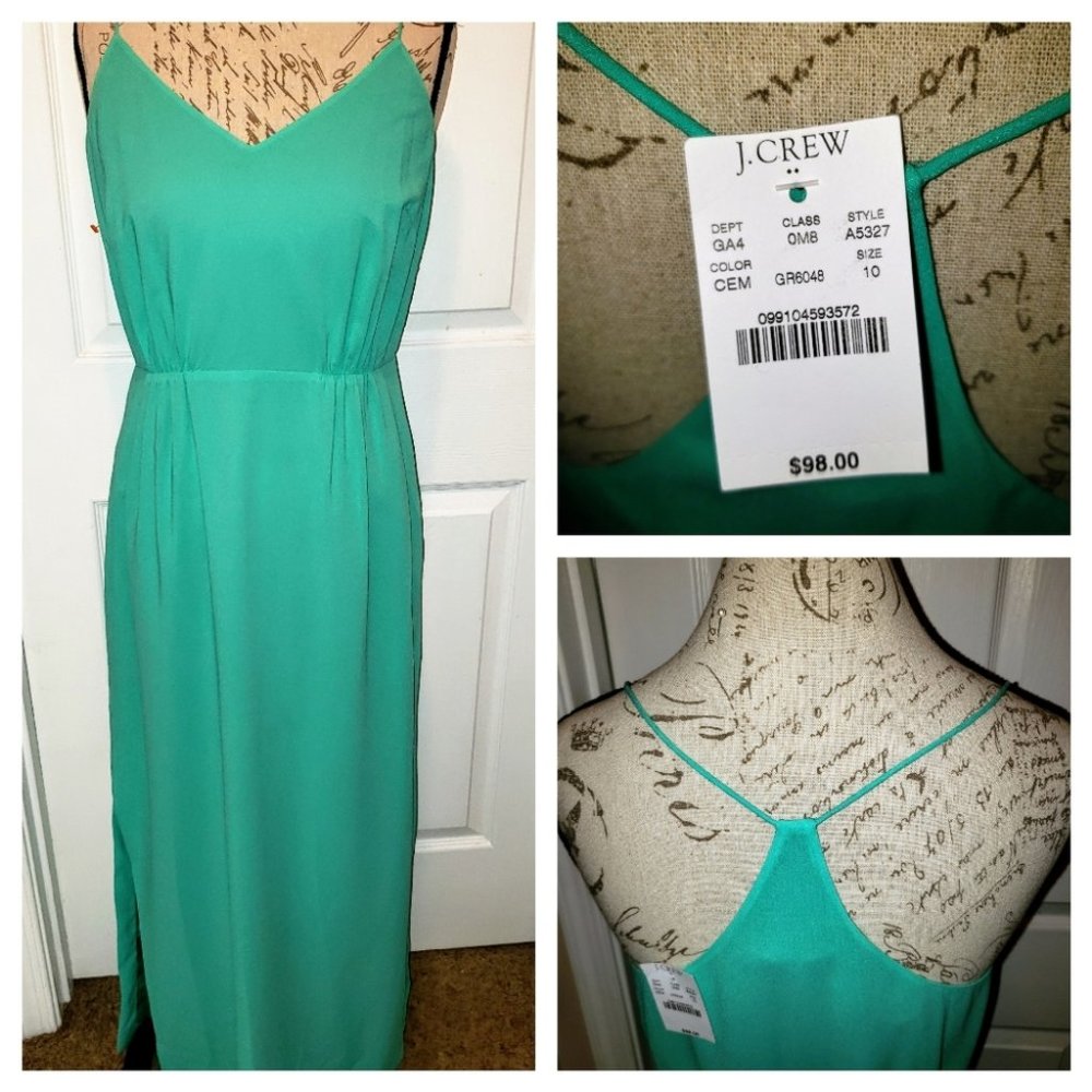 J. CREW Teal Green Maxi Dress Size 10
